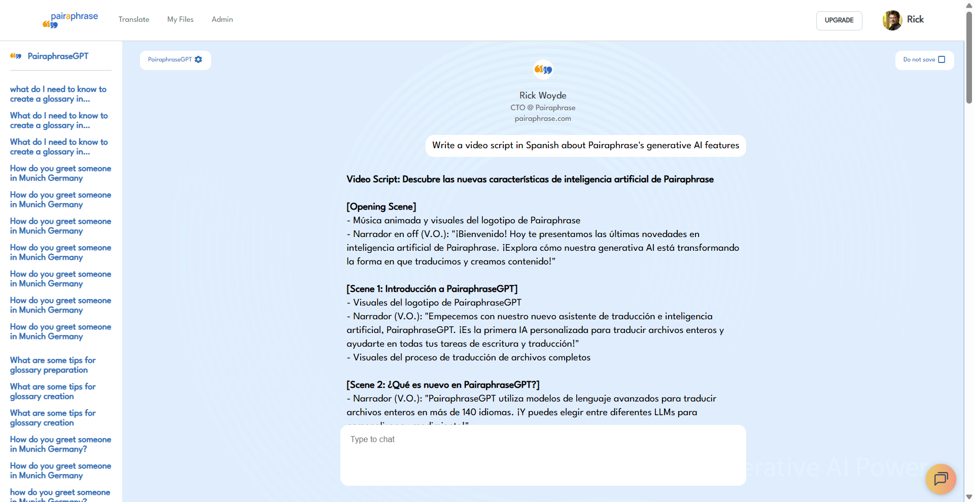 AI sandbox prompt screen spanish script-png