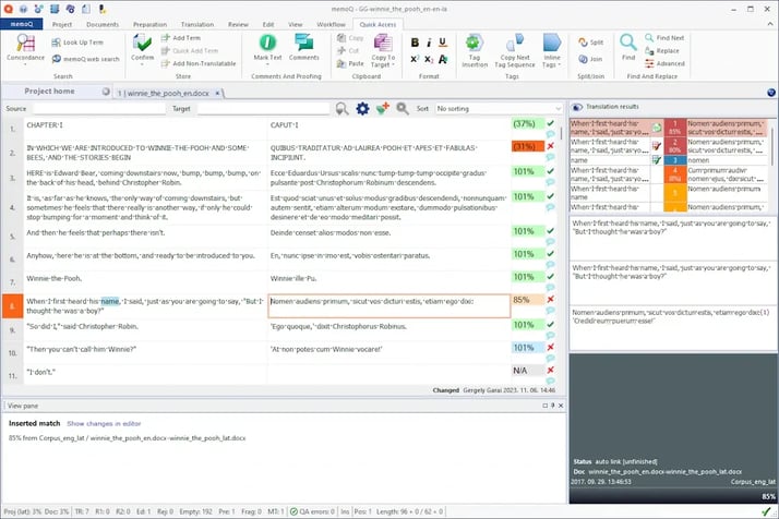 memoq translation editor