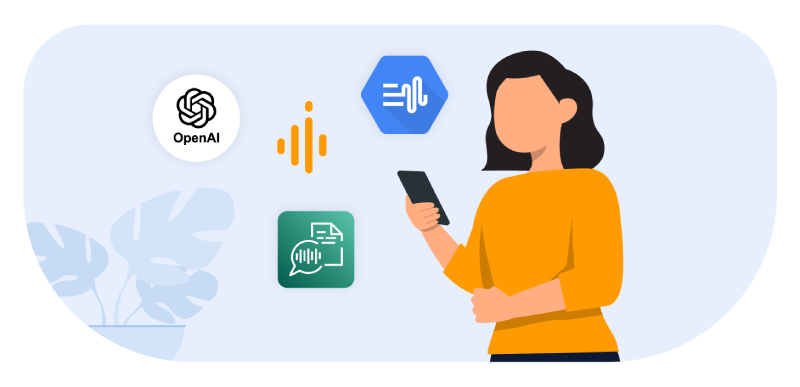 PairaVoice app showing multi-model AI translation selection – AWS, Google, OpenAI