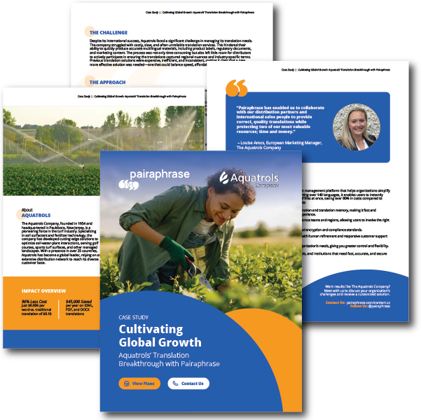 Pairaphrase Case Study - Cultivating Global Growth with Aquatrols