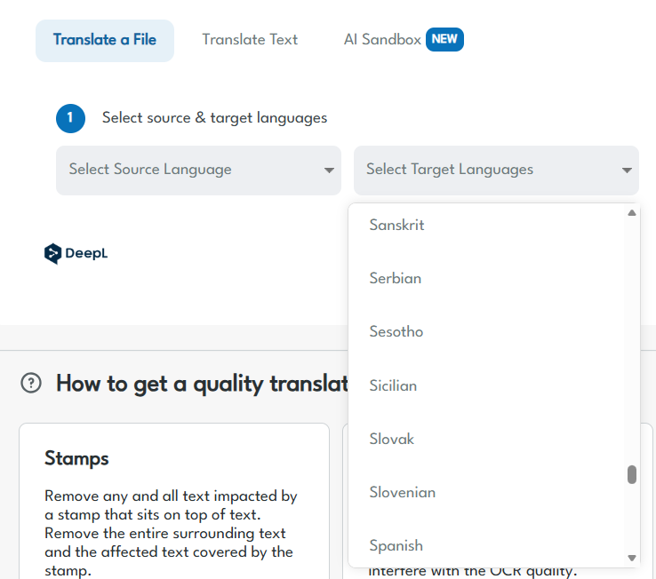 Pairaphrase Web App Screenshot - Next-Gen DeepL New Languages