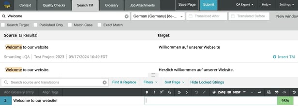 Smartling TMS interface for managing enterprise translation projects