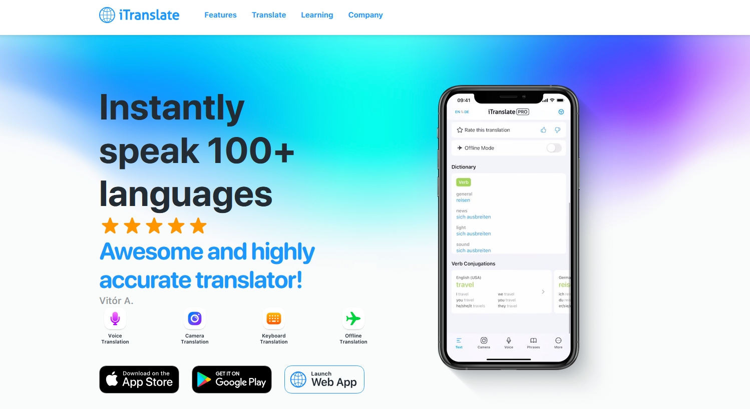 iTranslate website screenshot