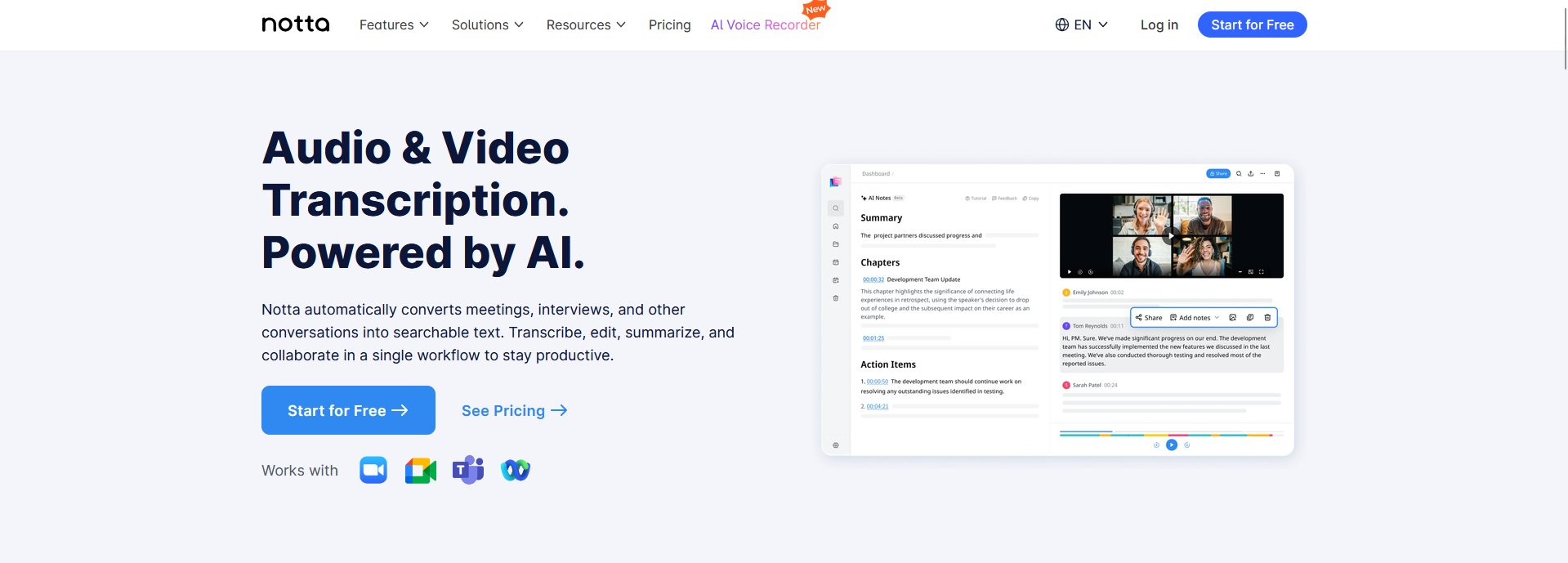 notta homepage