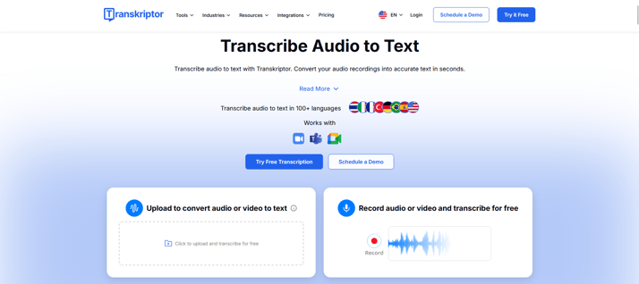 transkriptor audio and text transcription