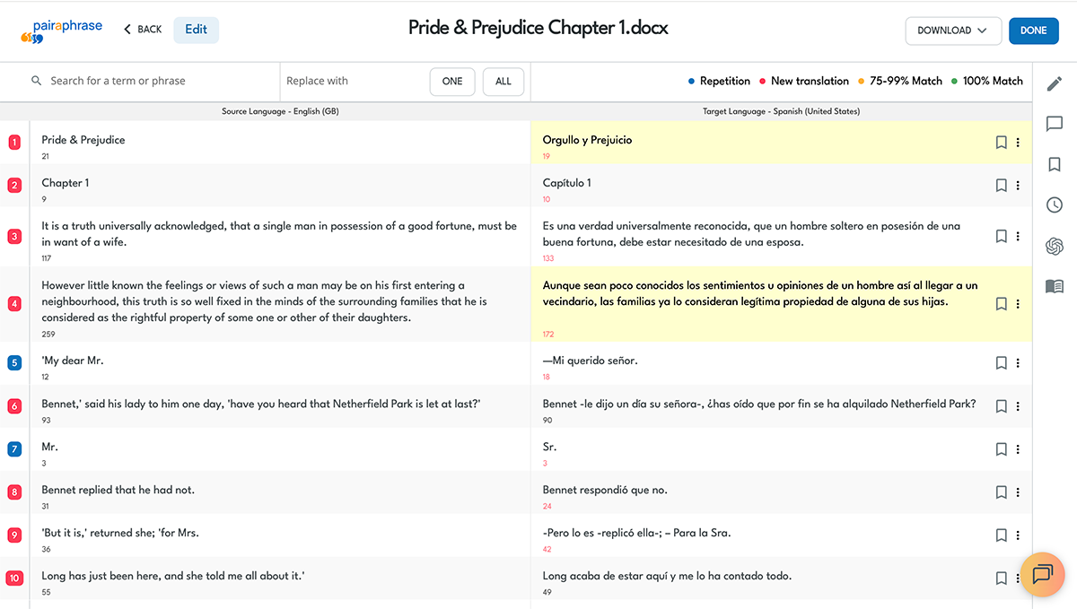 Smartcat alternative: Pairaphrase file editor
