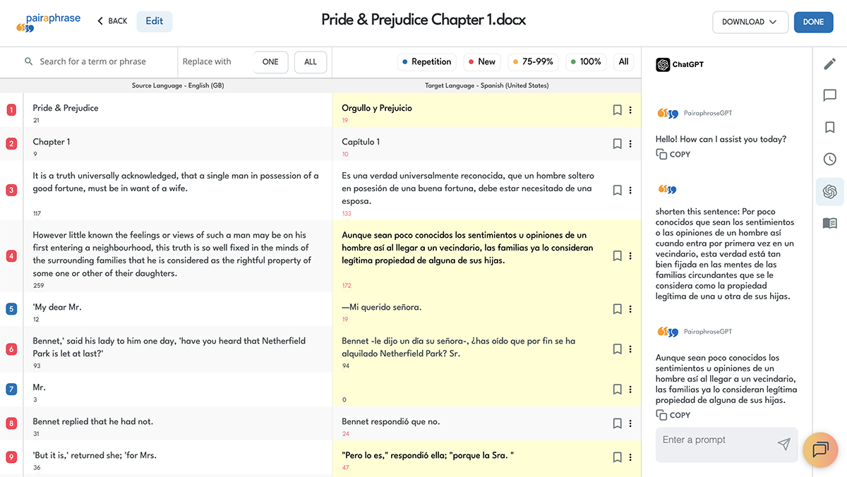 Translation Editor for Machine-Translated Files