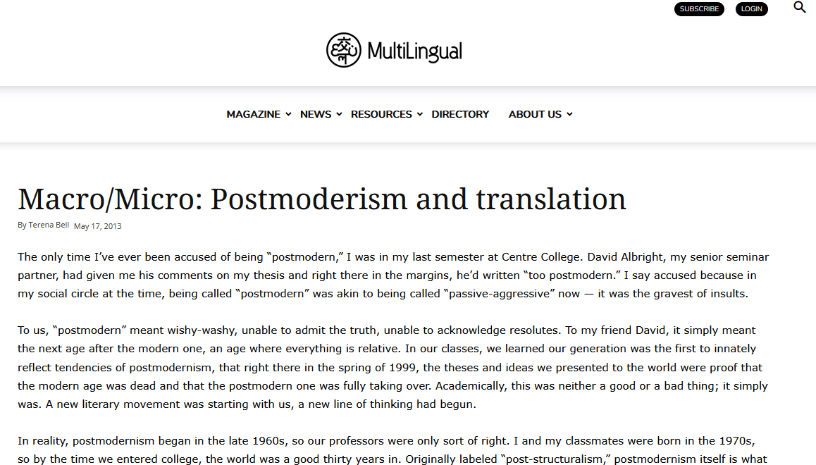 Featured in Multilingual on the Future of Translation